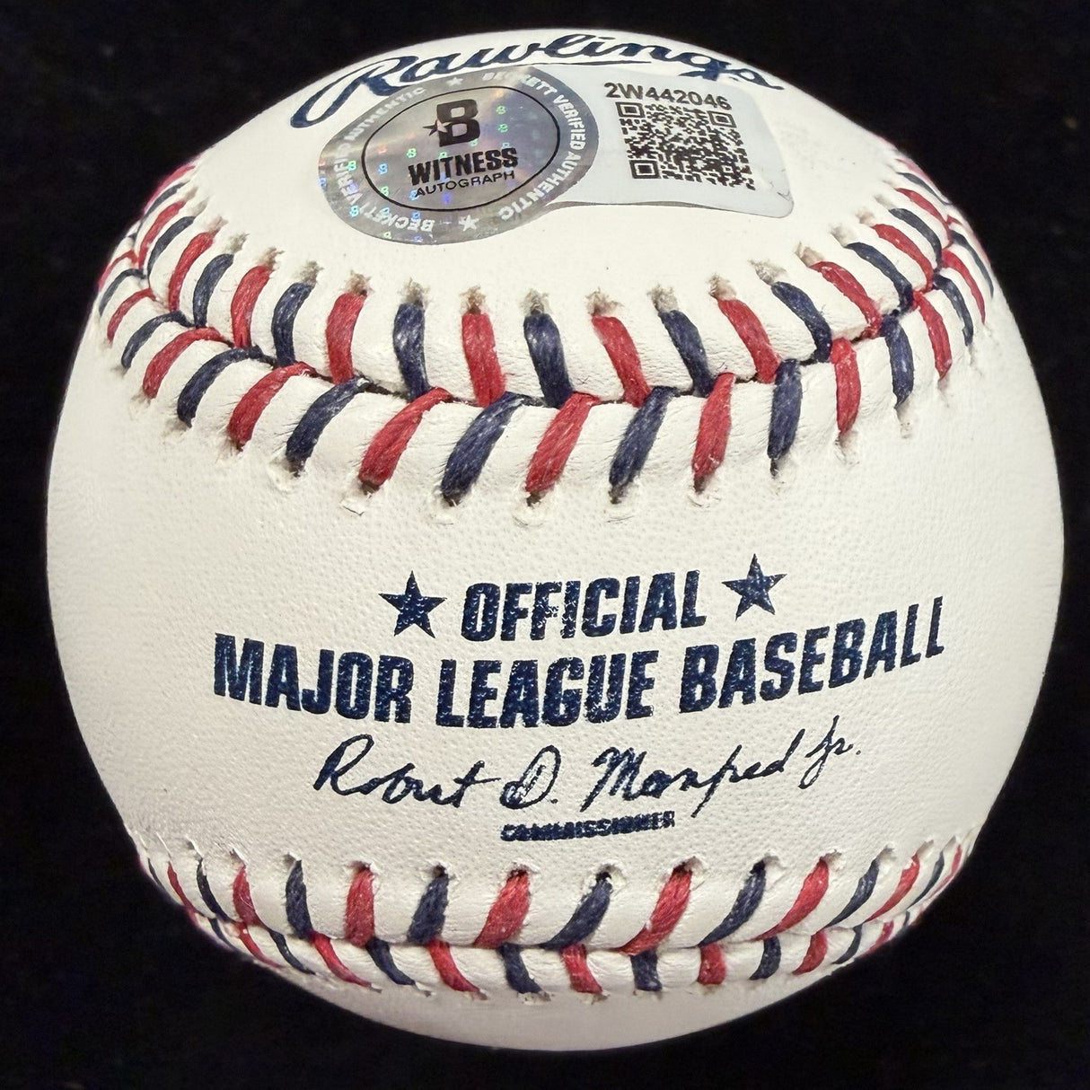 Jack Morris Signed Twins Team Stitch Logo Baseball Beckett 