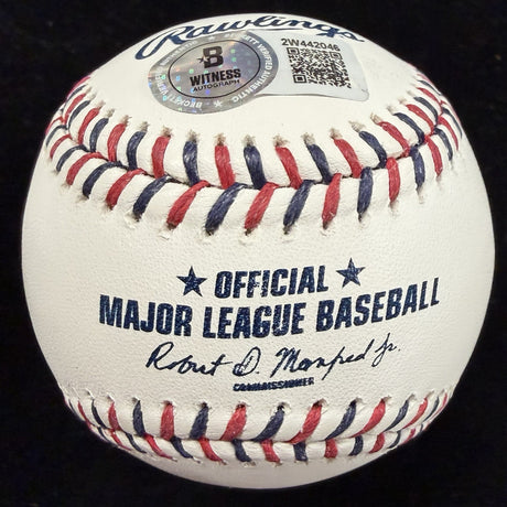 Jack Morris Signed Twins Team Stitch Logo Baseball Beckett 