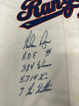 Nolan Ryan HOF 99 Signed Authentic Mitchell Ness Rangers Stat Jersey JSA LOA