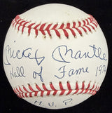 Mickey Mantle Hall Of Fame 1974 536 HRs MVP TC 1956 Signed Stat Baseball JSA LOA