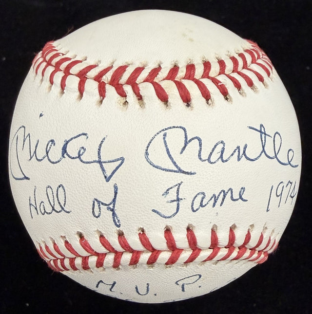Mickey Mantle Hall Of Fame 1974 536 HRs MVP TC 1956 Signed Stat Baseball JSA LOA