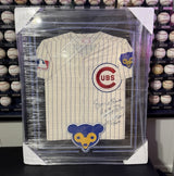 Ernie Banks HOF 77 MVP Signed Authentic Cubs Mitchell Ness Framed Jersey