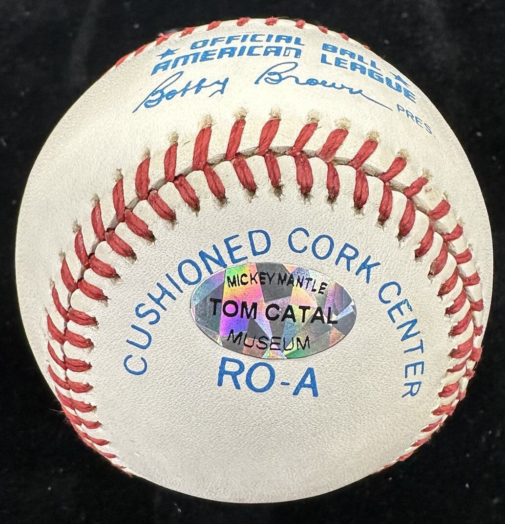 Mickey Mantle  3’s Tom Catal (The Que*r) Signed Baseball JSA LOA