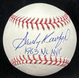 Sandy Koufax 1963 NL MVP Signed Baseball Beckett Witness Hologram