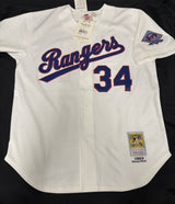 Nolan Ryan HOF 99 Signed Authentic Mitchell Ness Rangers Stat Jersey JSA LOA