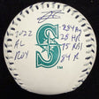 Julio Rodriguez 2022 AL ROY Stat Signed Mariners Team Stitch Logo Baseball MLB F