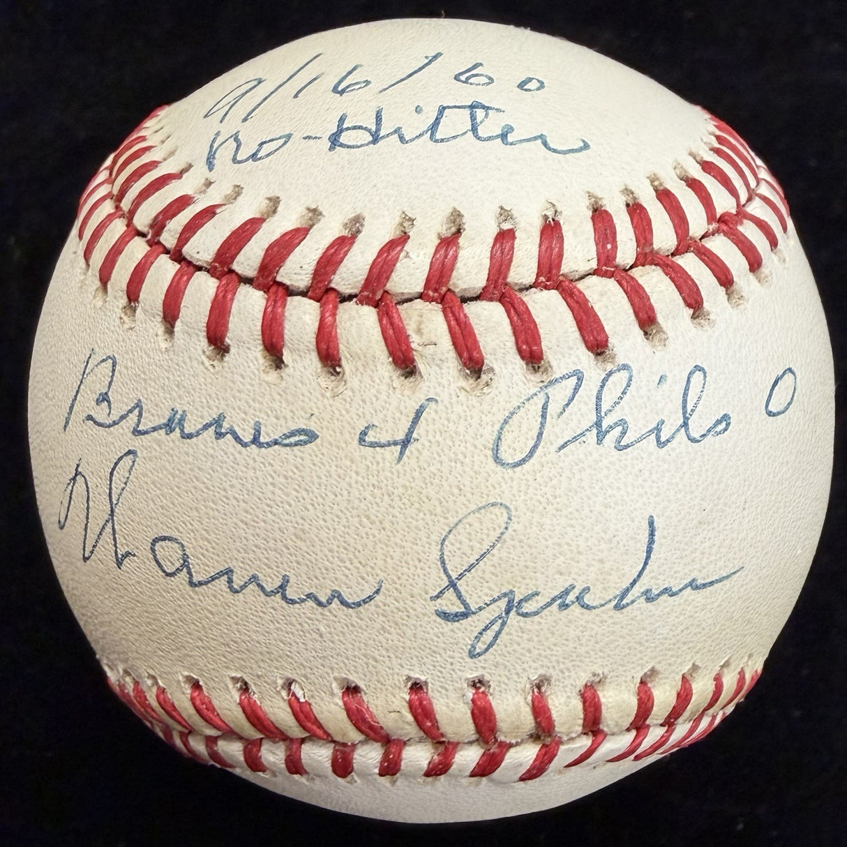 Warren Spahn 2 No Hitter Signed Baseball Set JSA