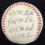 Nolan Ryan 7 No Hitters Signed Date & Teams Baseball JSA
