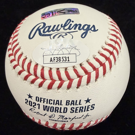 Jorge Soler 21 WS MVP Signed 2021 World Series Logo Baseball JSA
