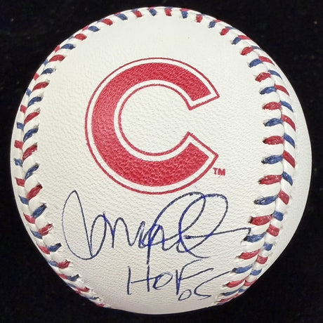 Ryne Sandberg HOF 05 Signed Cubs Team Stitch Logo Baseball Beckett