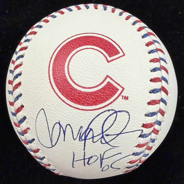 Ryne Sandberg HOF 05 Signed Cubs Team Stitch Logo Baseball Beckett
