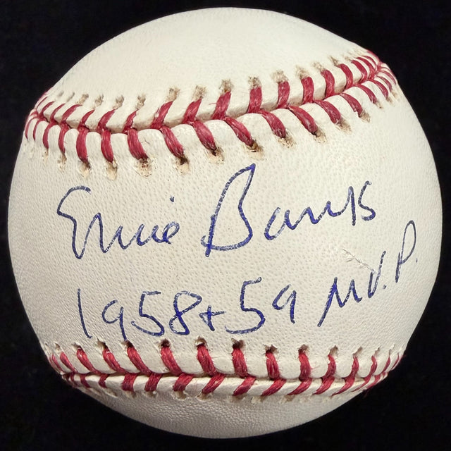 Ernie Banks 1958 & 59 MVP Signed Baseball PSA/DNA