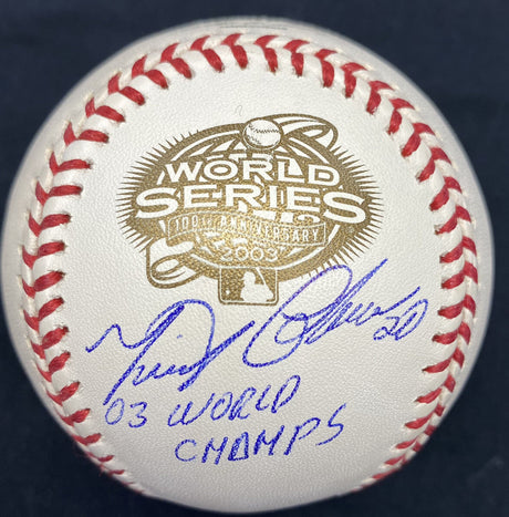 Miguel Cabrera 2003 World Series Champs Signed WS Logo Baseball Beckett Hologram
