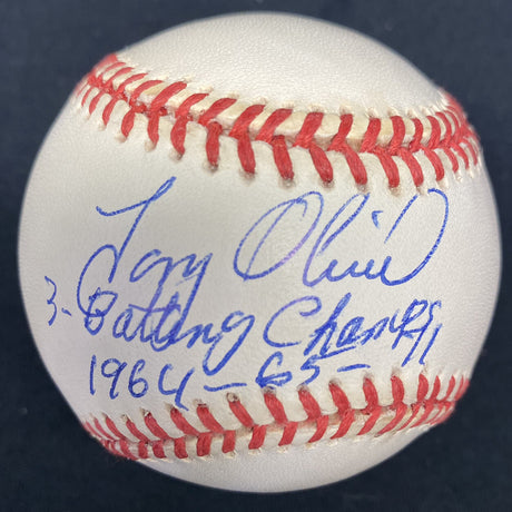 Tony Oliva 3x Batting Champ Signed Baseball JSA