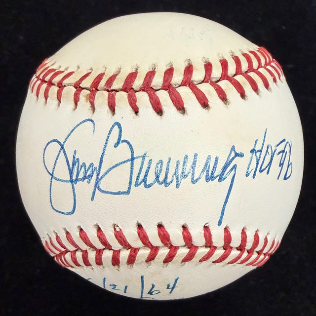 Jim Bunning HOF 96 6/21/64 Perfect Game vs Mets Signed Baseball JSA