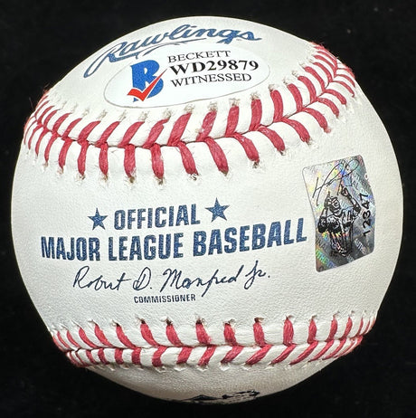 David Ortiz 500 HR 9/12/15 Signed 500 Home Run Logo Baseball Beckett Witness BAS