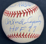 Orlando Cepeda HOF 99 Signed Reggie Jackson Stat Baseball