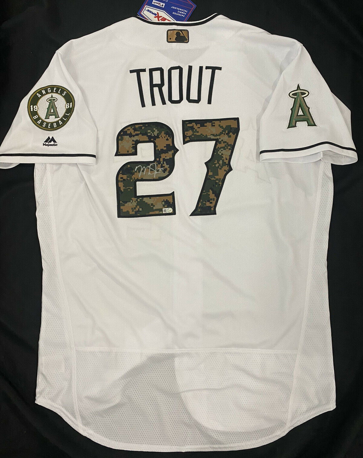 Mike Trout Signed Authentic Camo Memorial Day Angels Jersey MLB Holo