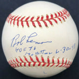 Bob Lemon HOF 76 No Hitter 6-30-48 Signed Baseball JSA