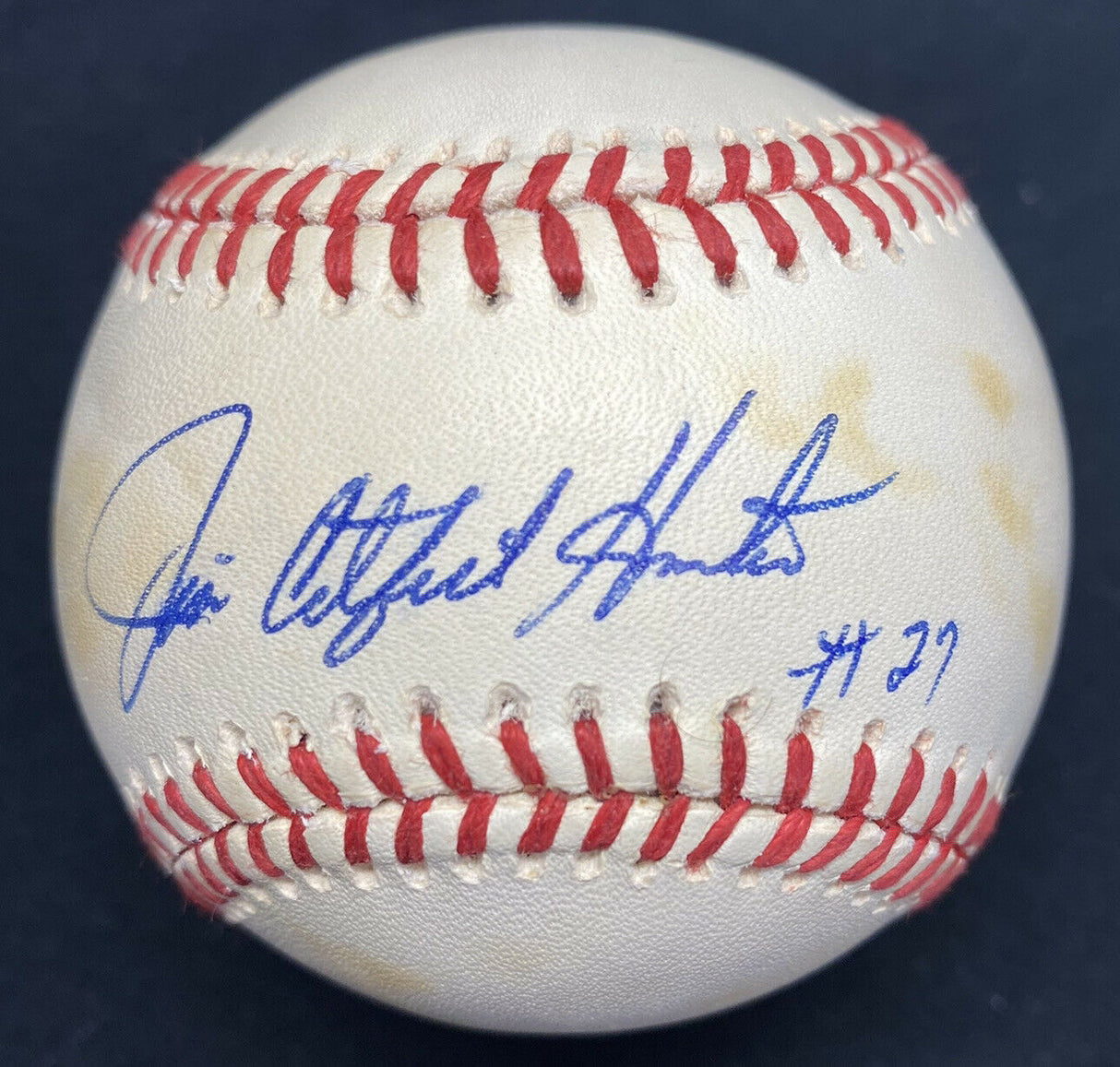 Catfish Hunter #27 Signed Baseball JSA