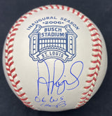 Albert Pujols 06 WS Champs Signed Busch Stadium Inaugural Logo Baseball BAS Witness Hologram