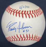 Randy Johnson 6-2-90 Signed Vintage Signature Baseball Beckett Holo Only