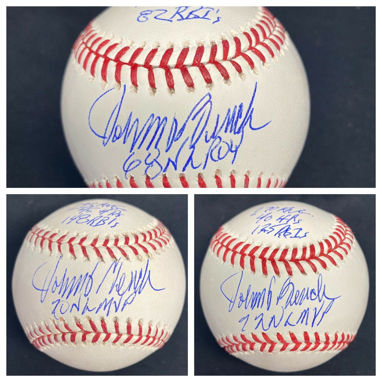 Johnny Bench MVP ROY Signed Stat Baseball Set JSA