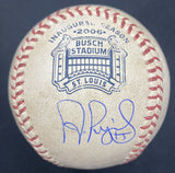 Albert Pujols Signed Game Used Busch Stadium Inaugural Season Logo Baseball BAS