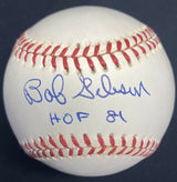 Bob Gibson HOF 81 Signed HOF Logo Baseball JSA