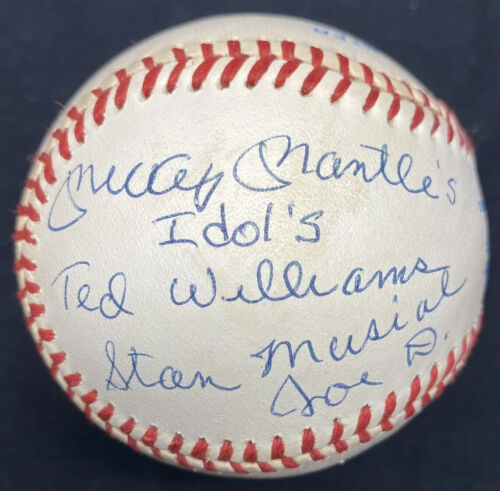 Mickey Mantle Idols Ted Williams Stan Musial Joe D Signed Baseball JSA LOA