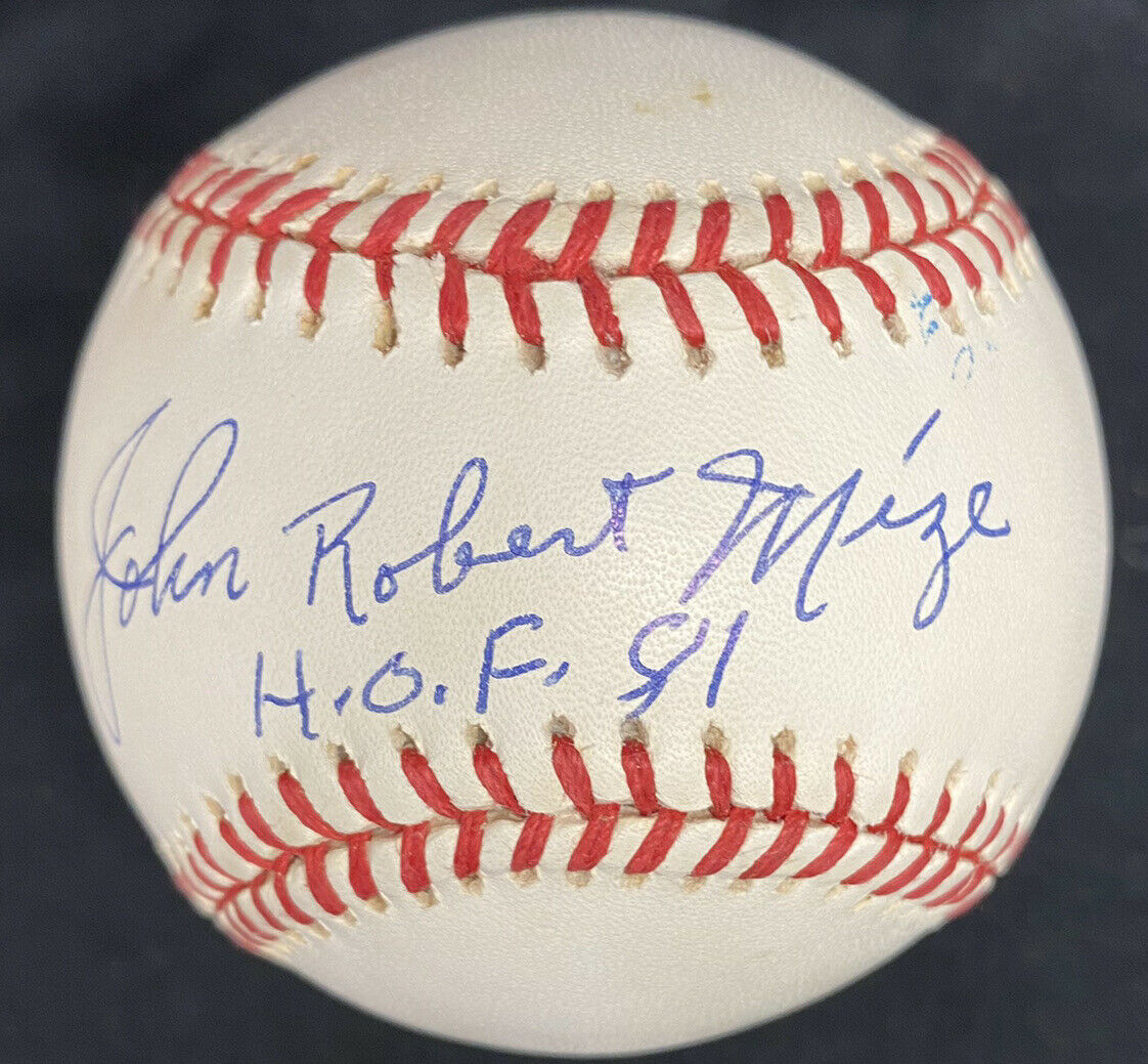 John Robert Johnny Mize HOF 81 Full Name Signed Baseball JSA LOA