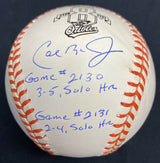 Cal Ripken Jr. 2,130 2,131 Games Stat Signed Logo Baseball JSA