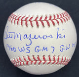 Bill Mazeroksi 1960 WS Game 7 GWHR Signed Stat Baseball JSA Witness