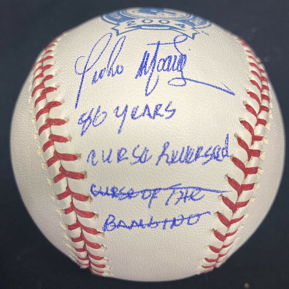 Pedro Martinez Curse Reversed Signed 2004 World Series Champs Baseball JSA