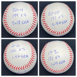 Greg Maddux 92, 93, 94, 95 Single Signed Cy Young CY Stat Baseball Set (4) JSA