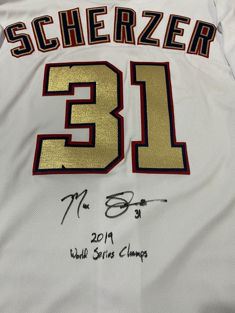 Max Scherzer 19 WS Champs Signed Washington Nationals Authentic Jersey MLB Holo