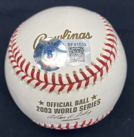Miguel Cabrera 2003 World Series Champs Signed WS Logo Baseball Beckett Hologram
