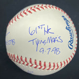 Mark McGwire Signed 1998 Home Run Chase Stat Baseball JSA Witness