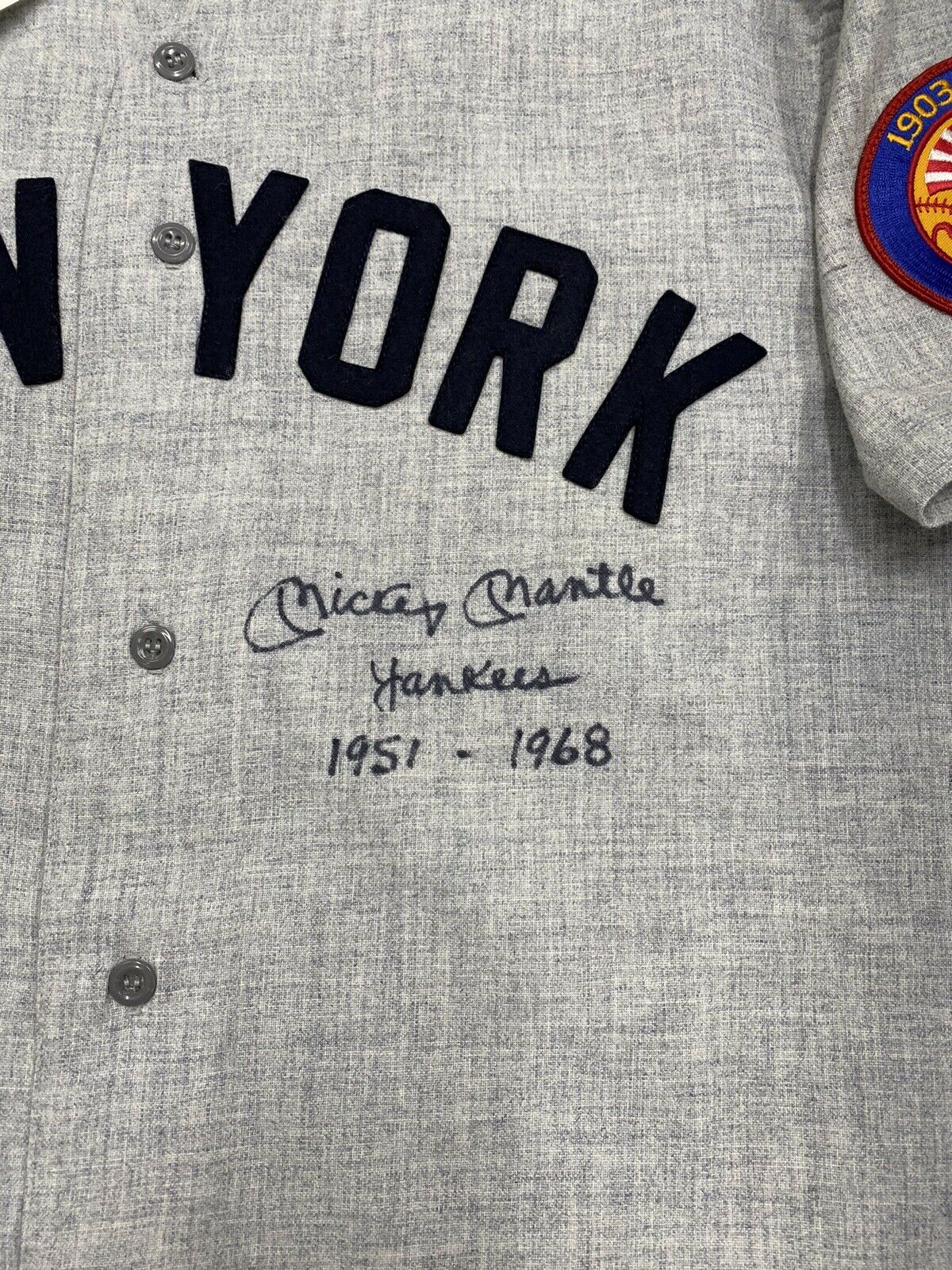 Mickey Mantle Yankees 1951-1968 Signed Mitchell Ness 1952 Road Jersey JSA LOA