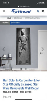 Harrison Ford Signed Life Size Han Solo Carbonite Photo Fathead Beckett Witness