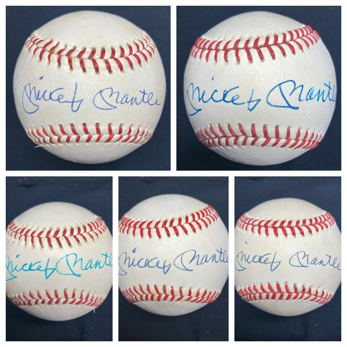 Mickey Mantle Signed 5 Baseball Set Cronin Budig MacPhail JSA PSA/DNA LOA