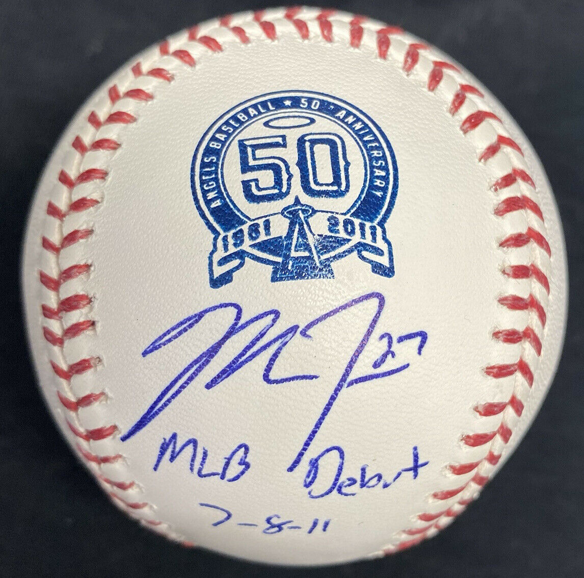 Mike Trout Signed MLB Debut Angels 50th Logo Baseball Rookie Sig MLB Holo