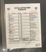 Reds @ Nationals 4/27/13 Manager Dusty Baker Lineup Cards MLB Holo (Pair)