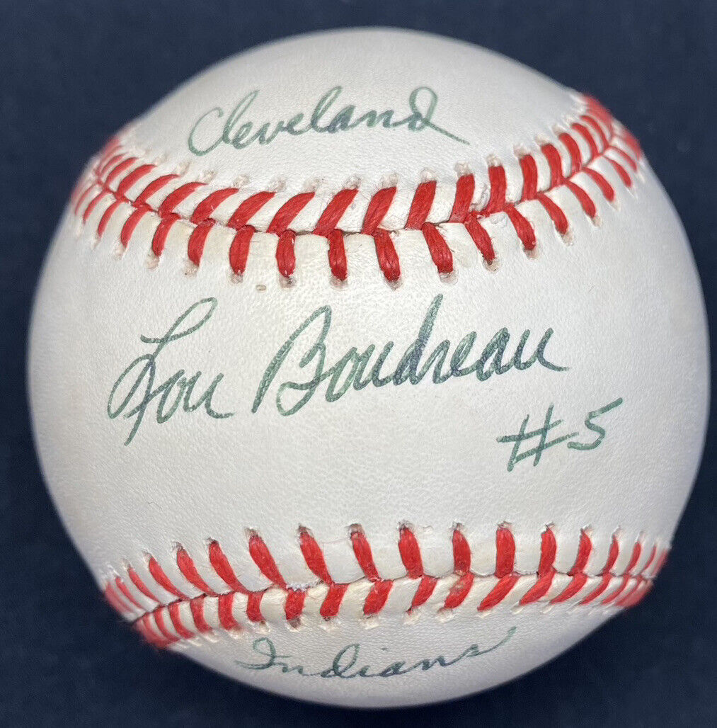 Lou Boudreau Cleveland Indians #5 Signed Baseball JSA