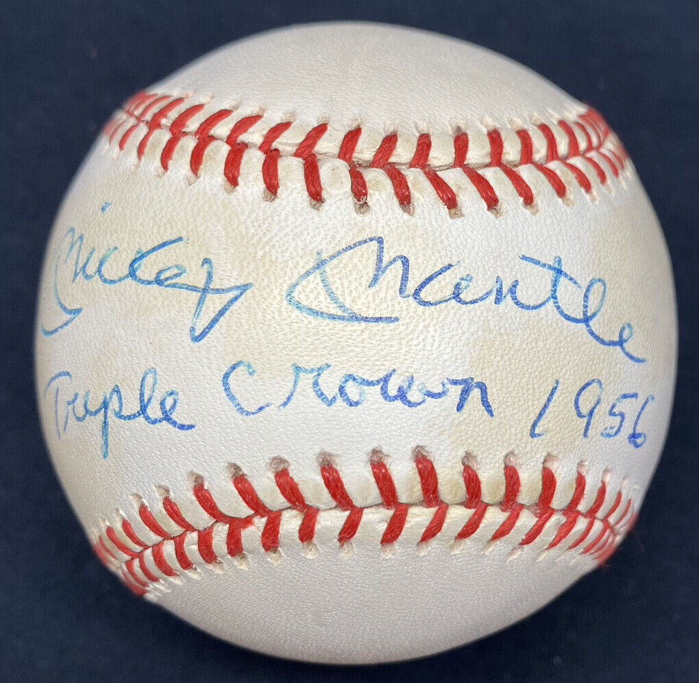Mickey Mantle Triple Crown 1956 Signed Baseball JSA LOA TC