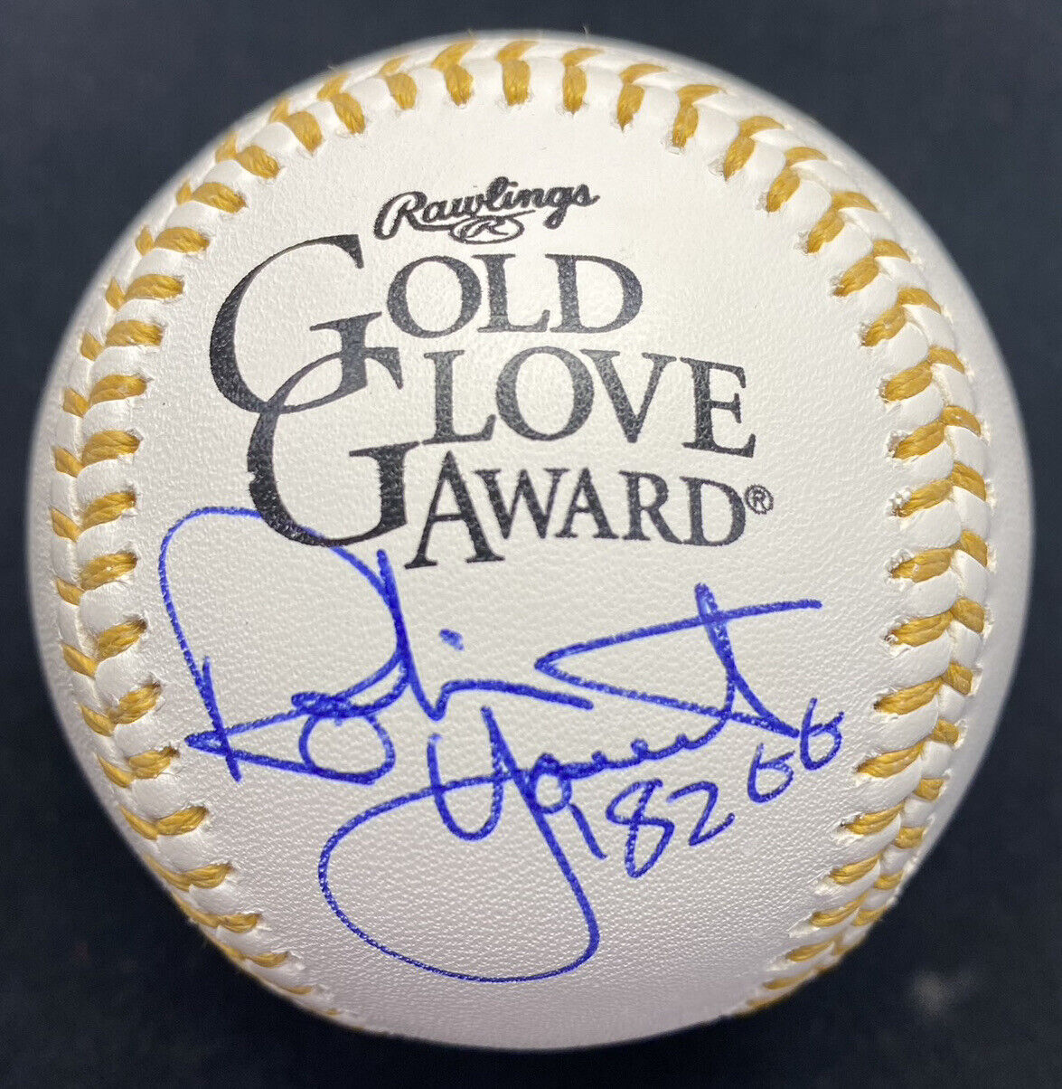 Robin Yount 82 GG Signed Gold Glove Logo Baseball JSA Witness