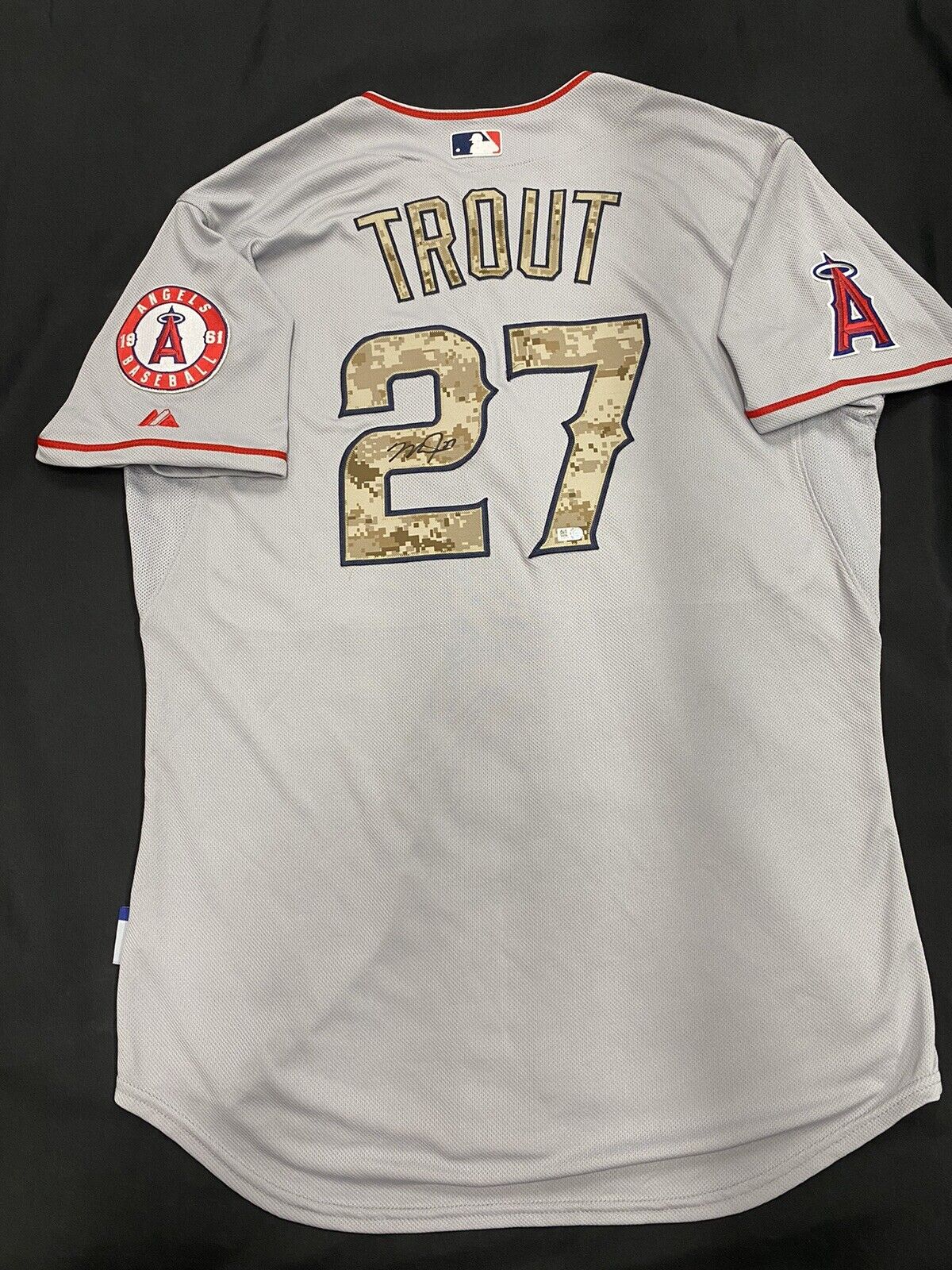 Mike Trout Signed Authentic 2014 Memorial Day Angels Jersey MLB Holo