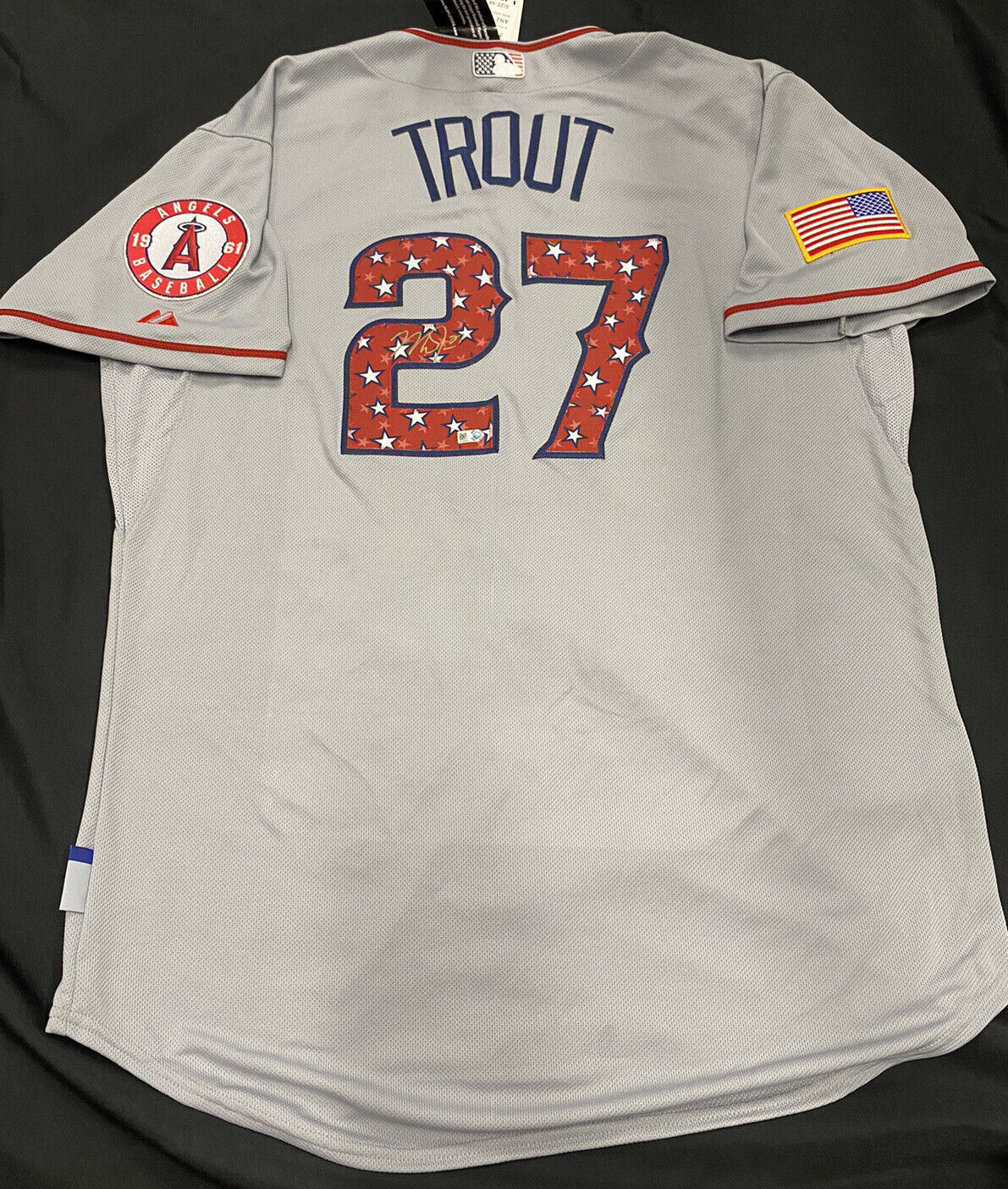 Mike Trout Signed Authentic Stars N Stripes Angels Jersey MLB Holo