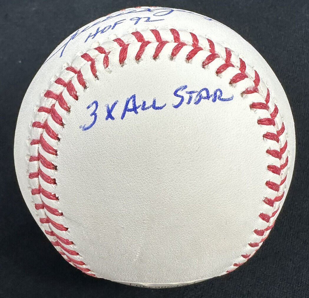 Rollie Fingers HOF 92 Athletics 74 WS MVP 3x All Star Stat Signed Baseball JSA