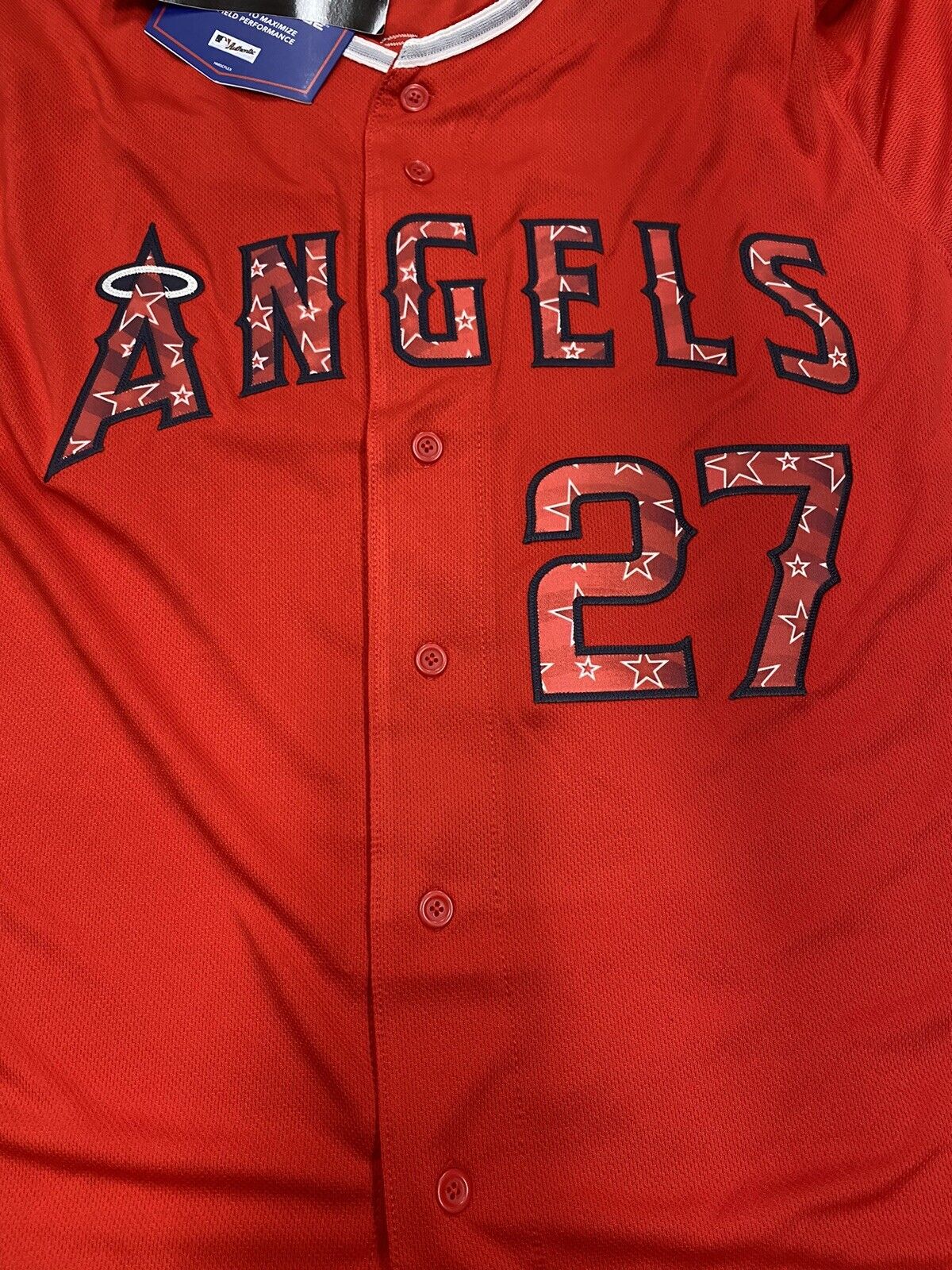 Mike Trout Signed Authentic Stars And Stripes Angels Jersey MLB Holo